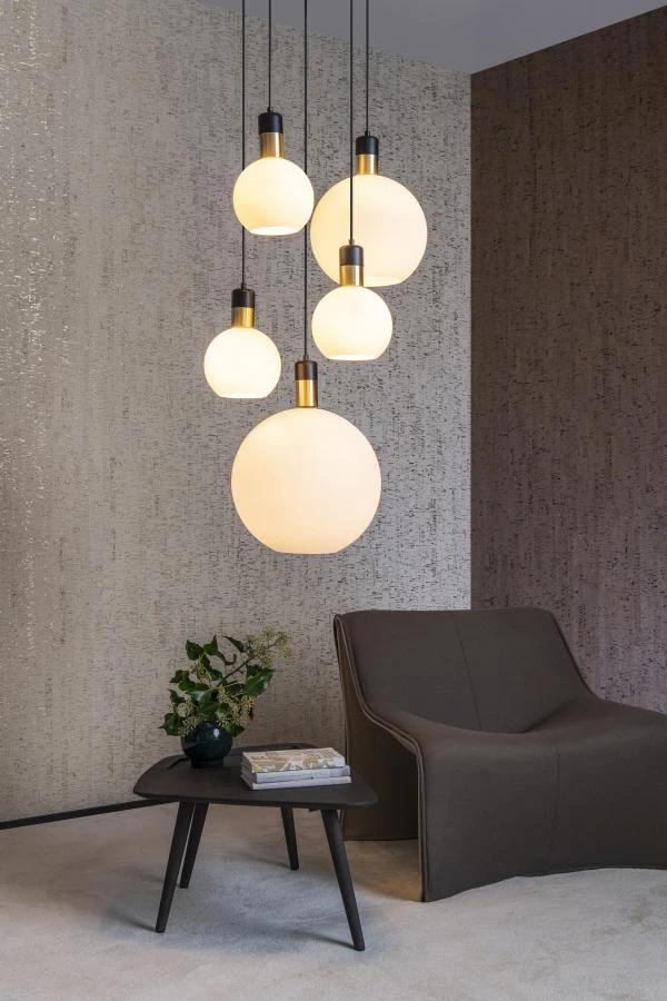 Lucide JULIUS - Pendant light - 5xE27 - Opal - ambiance 1